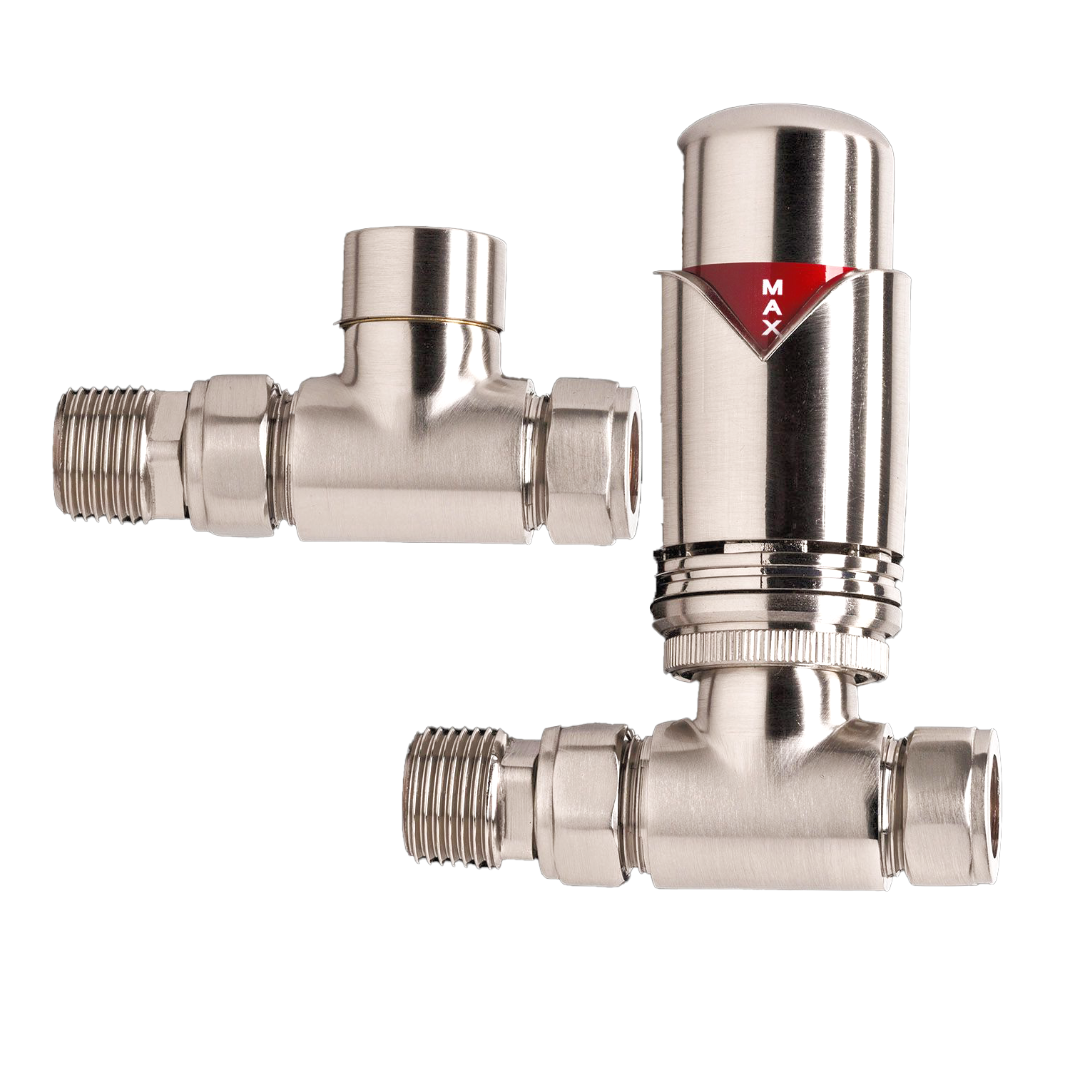 Radvalves UK Thermostatic Valves, Round, Brushed Nickel Straight Price Comparisons | Compare The Build