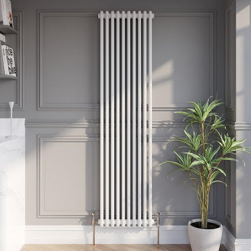 Park Lane Traditional Vertical Colosseum Double Bar Column Radiator White - 1800 x 470mm Price Comparisons | Compare The Build