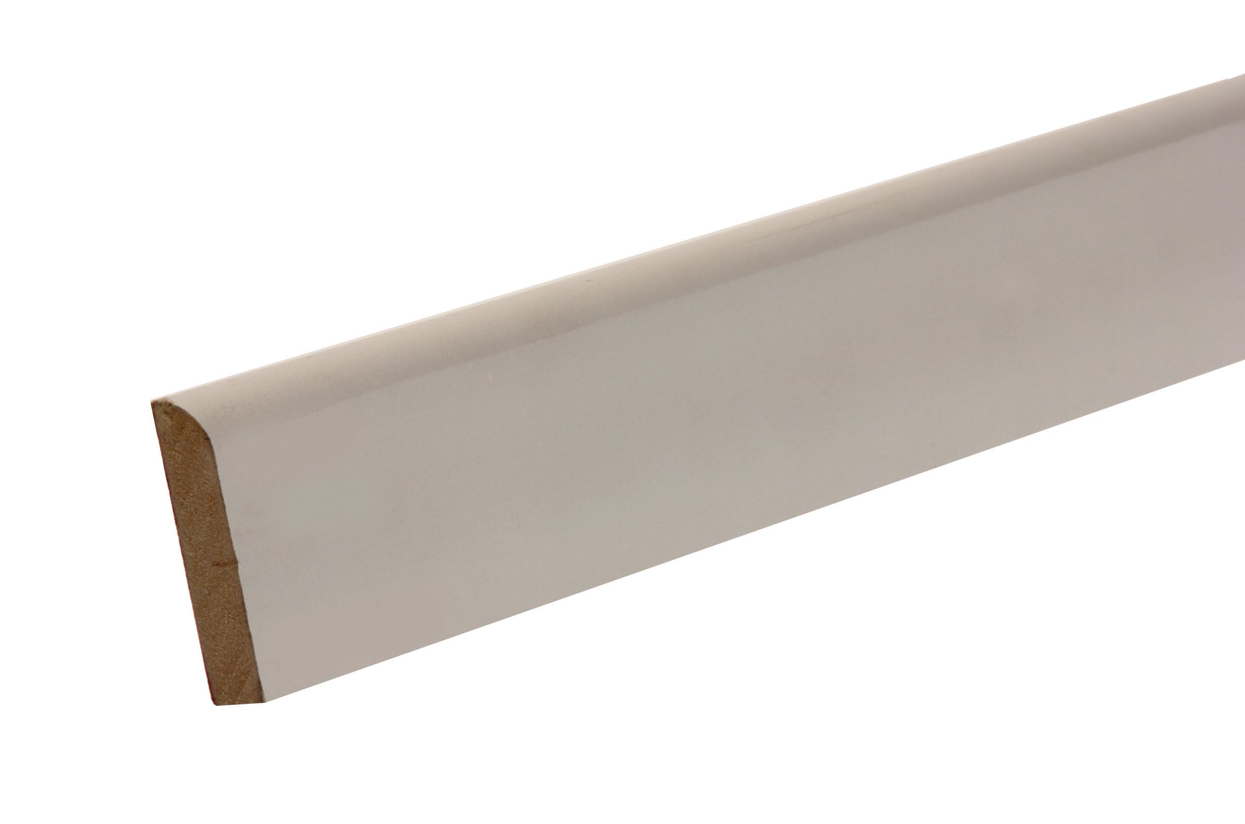 Primed White MDF Bullnose Skirting board (L)2.4m (W)69mm (T)14.5mm, Pack of | Compare The Build