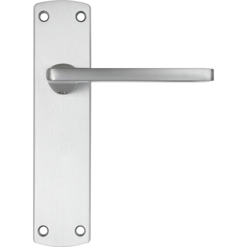 Stanza Leon Door Handles Satin Latch (Pair) in Silver Plastic | Compare The Build