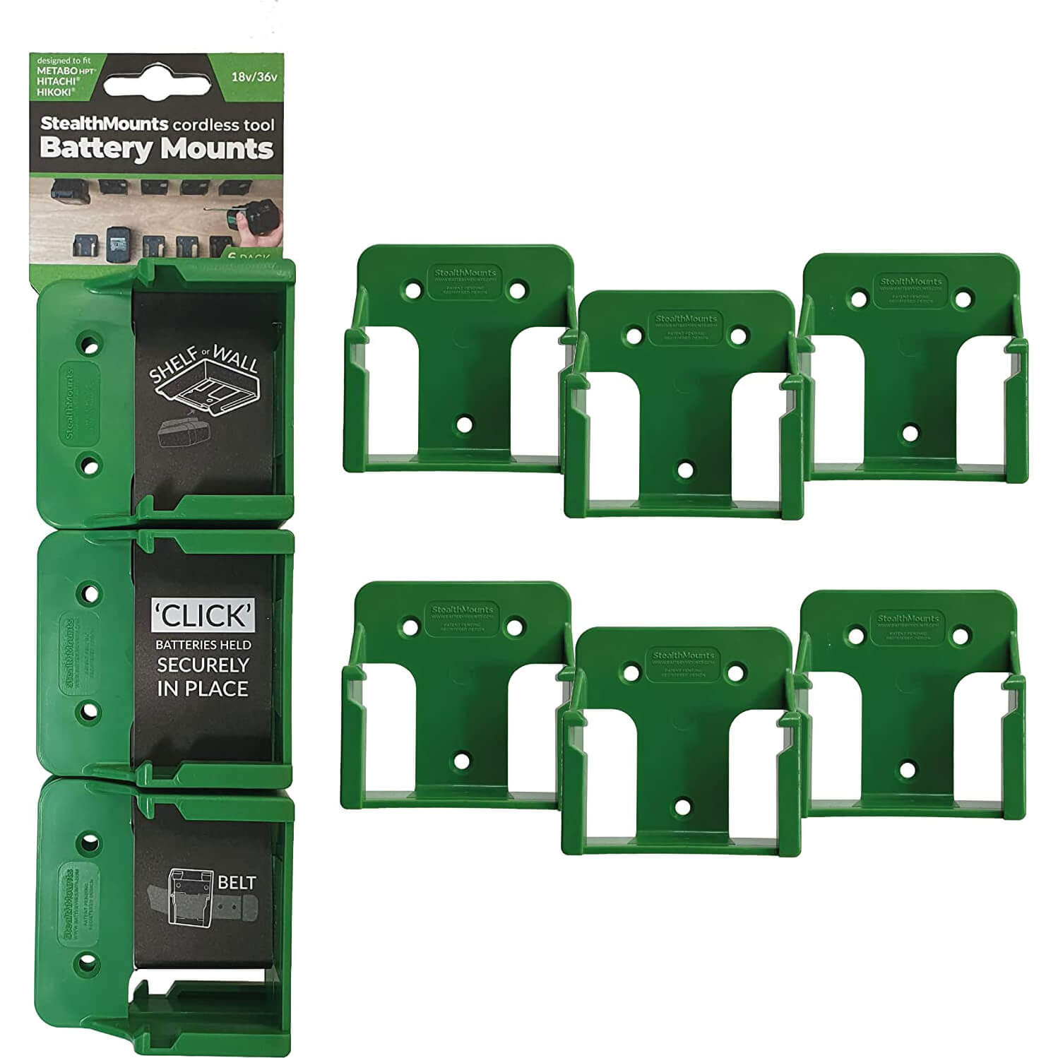 Stealth Mounts 6 Pack Battery Mounts For Metabo 18V Batteries Green Price Comparisons | Compare The Build