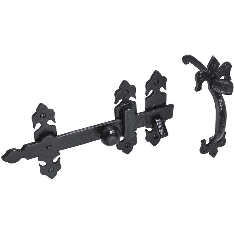 Old Hill Ironworks Thumb Latch 203mm 8" Fleur De Lys in Black Stainless Steel Price Comparisons | Compare The Build