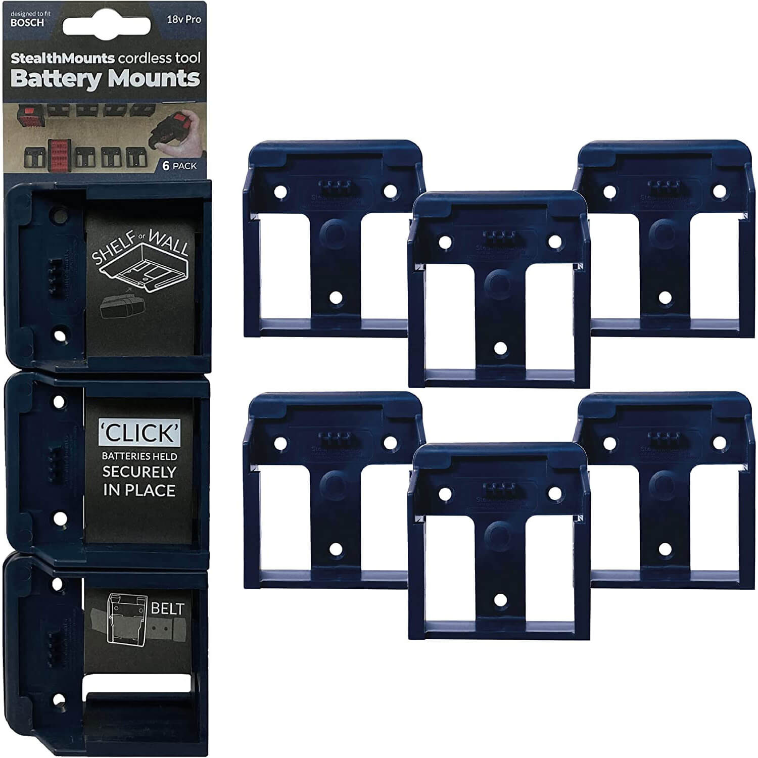 Stealth Mounts 6 Pack Battery Mounts For Bosch 18V PRO Batteries Blue | Compare The Build