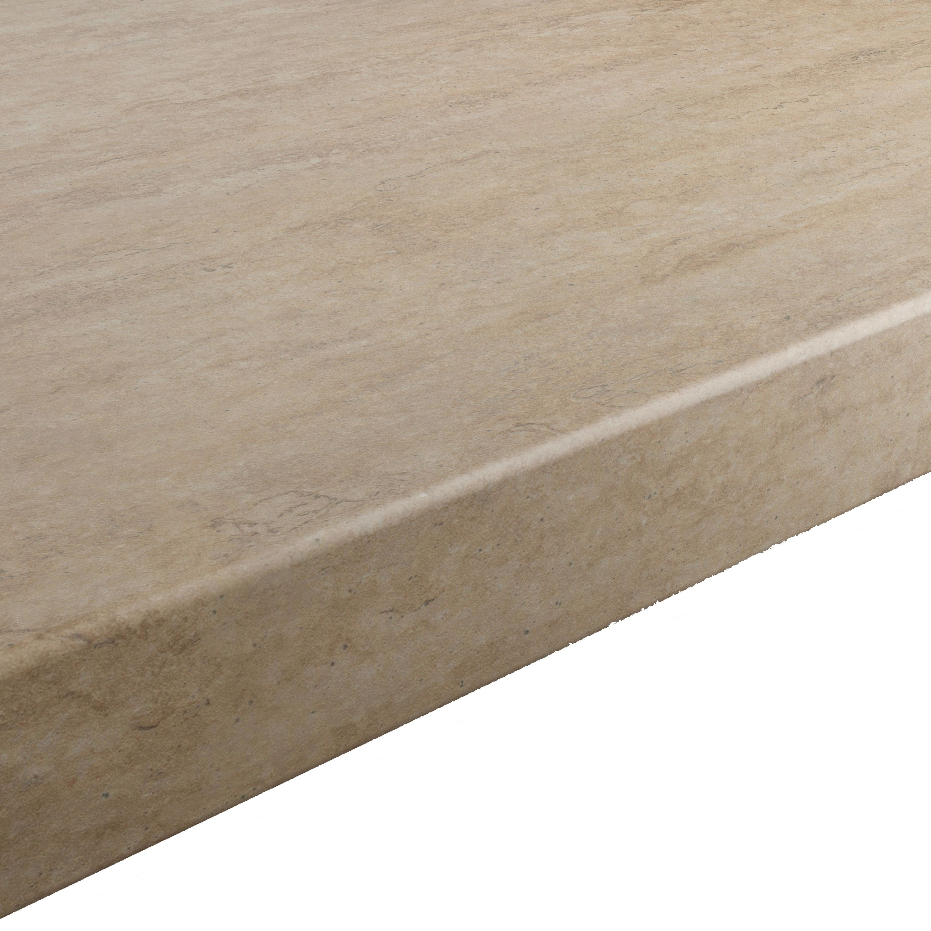 GoodHome 38mm Kabsa Matt Travertine Stone Effect Laminate & Particle Board Post-Formed Kitchen Breakfast Bar, (L)2000mm Price Comparisons | Compare The Build