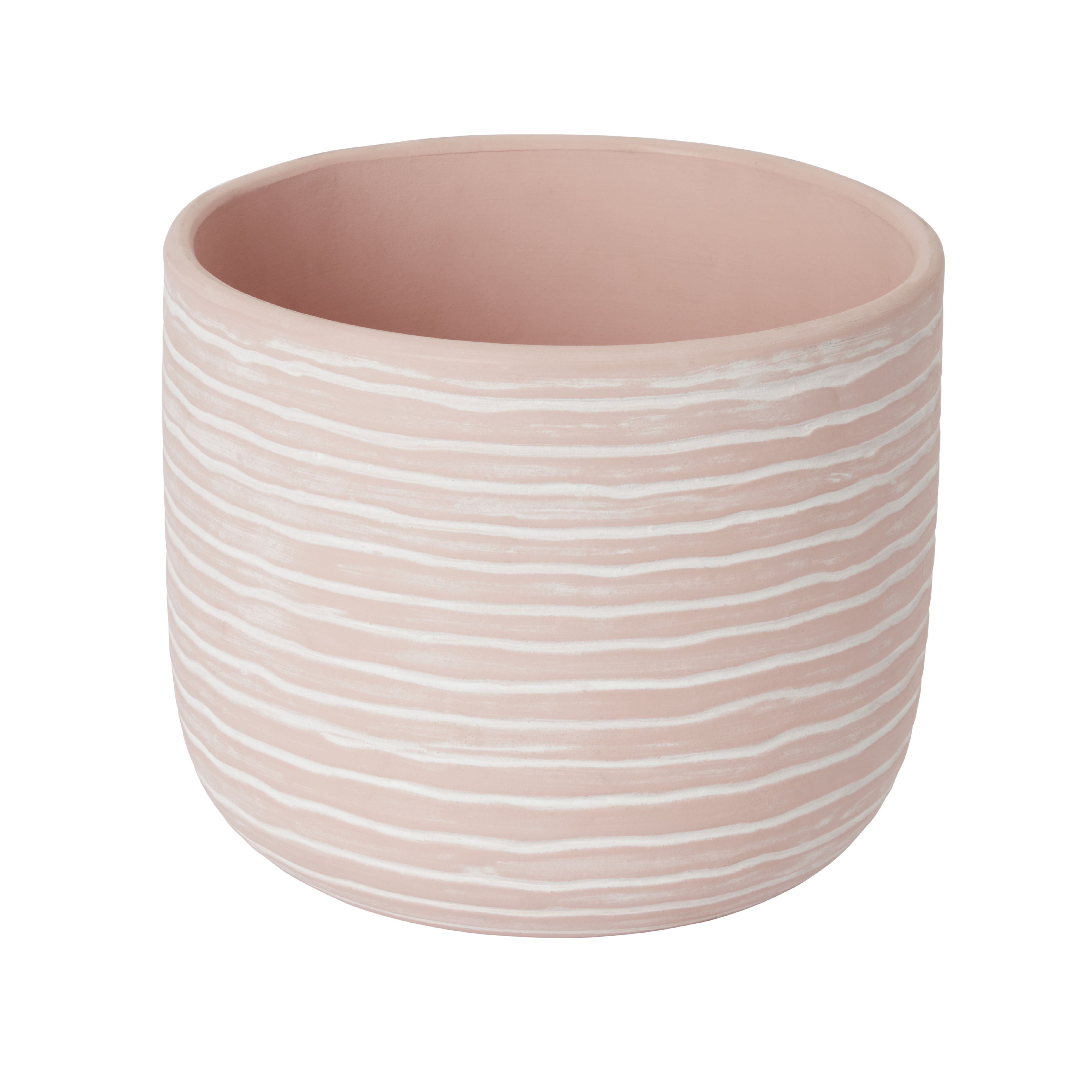 GoodHome Peach Whip Clay Striped Circular Plant Pot (Dia)20Cm Price Comparisons | Compare The Build