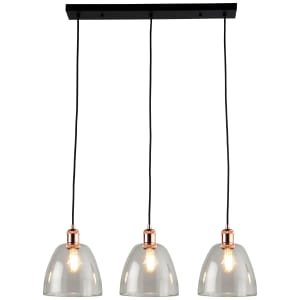 Saxby Grove Three Light LED Bar Pendant - Clear Glass, Polished Copper & Matt Black Price Comparisons | Compare The Build