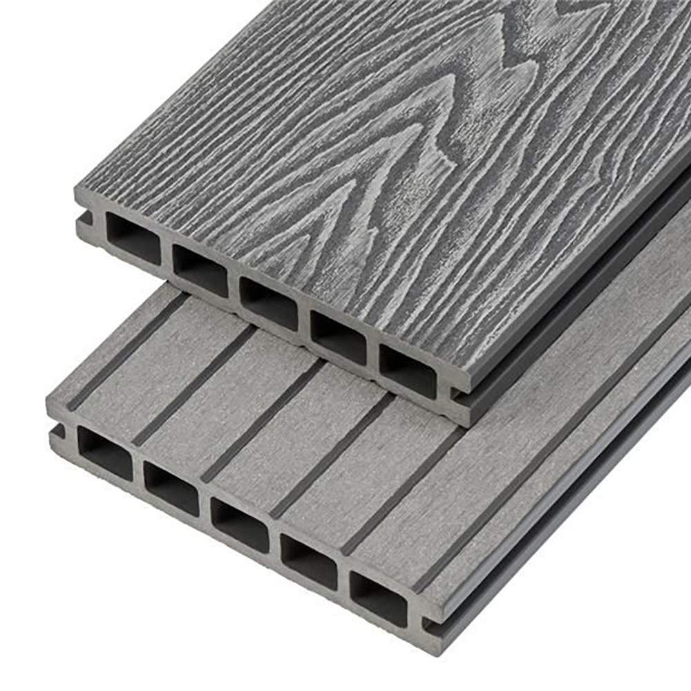 Cladco Woodgrain Hollow Composite Decking Board 4m - Stone Grey WPCHWS40 | Compare The Build