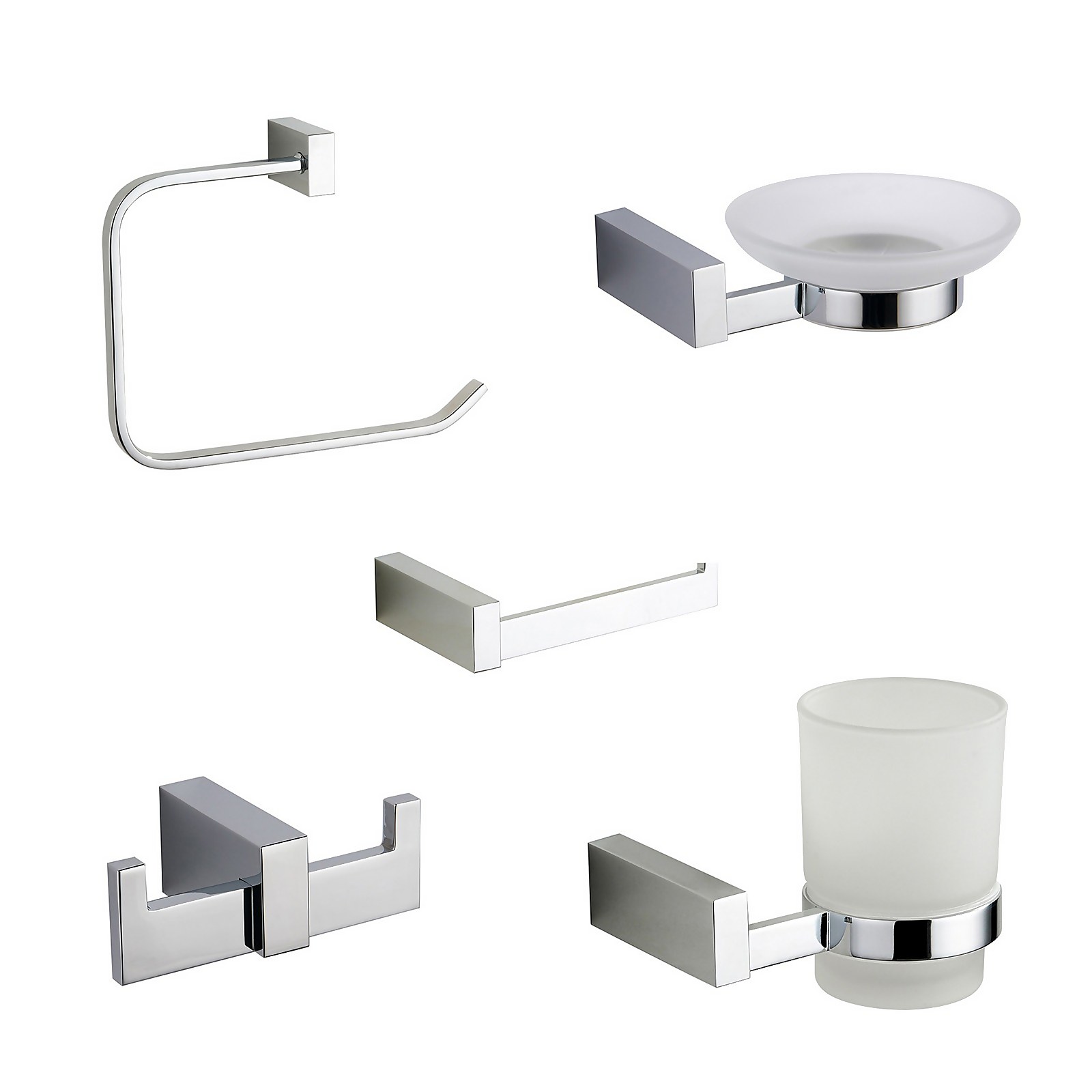 Square 5 piece Piece Wall Mounted Bathroom Accessories Set Price Comparisons | Compare The Build
