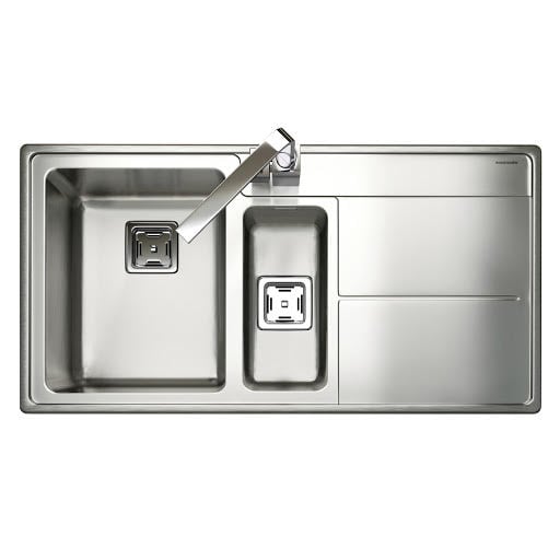 Rangemaster Arlington Brushed Stainless Steel 1.5 Bowl Sink & Drainer Rh (W)508mm X (L)985mm Price Comparisons | Compare The Build