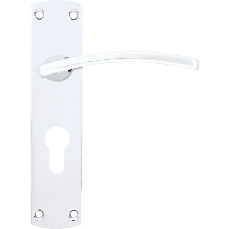 Stanza Toledo Door Handles Polished Euro Lock (Pair) in Chrome Plastic Price Comparisons | Compare The Build