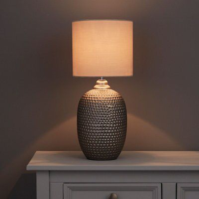 Colours Sandford Dented Matt Silver Effect Table Lamp Price Comparisons | Compare The Build