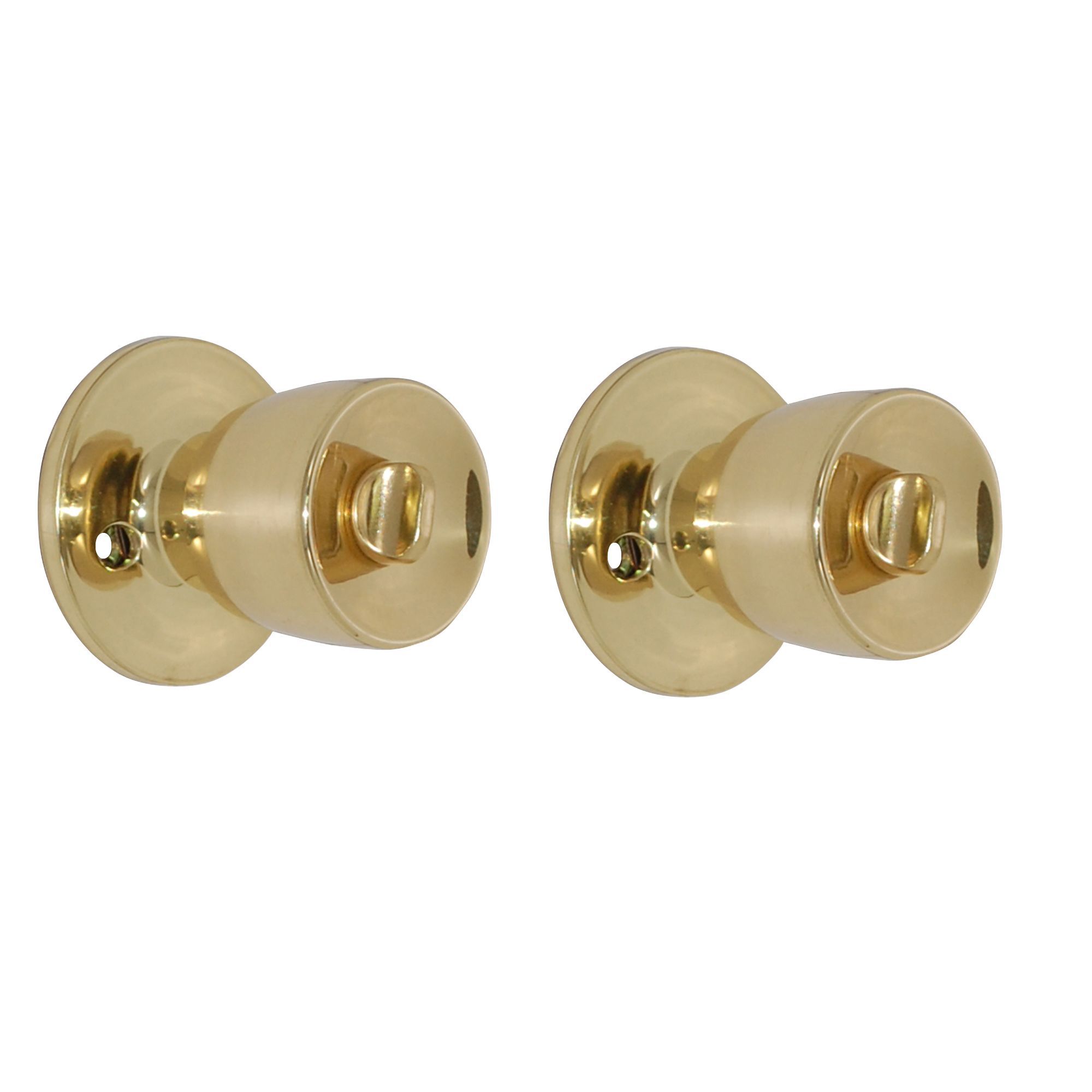 Polished Brass Effect Internal Round Lock Door Knob, Set | Compare The Build