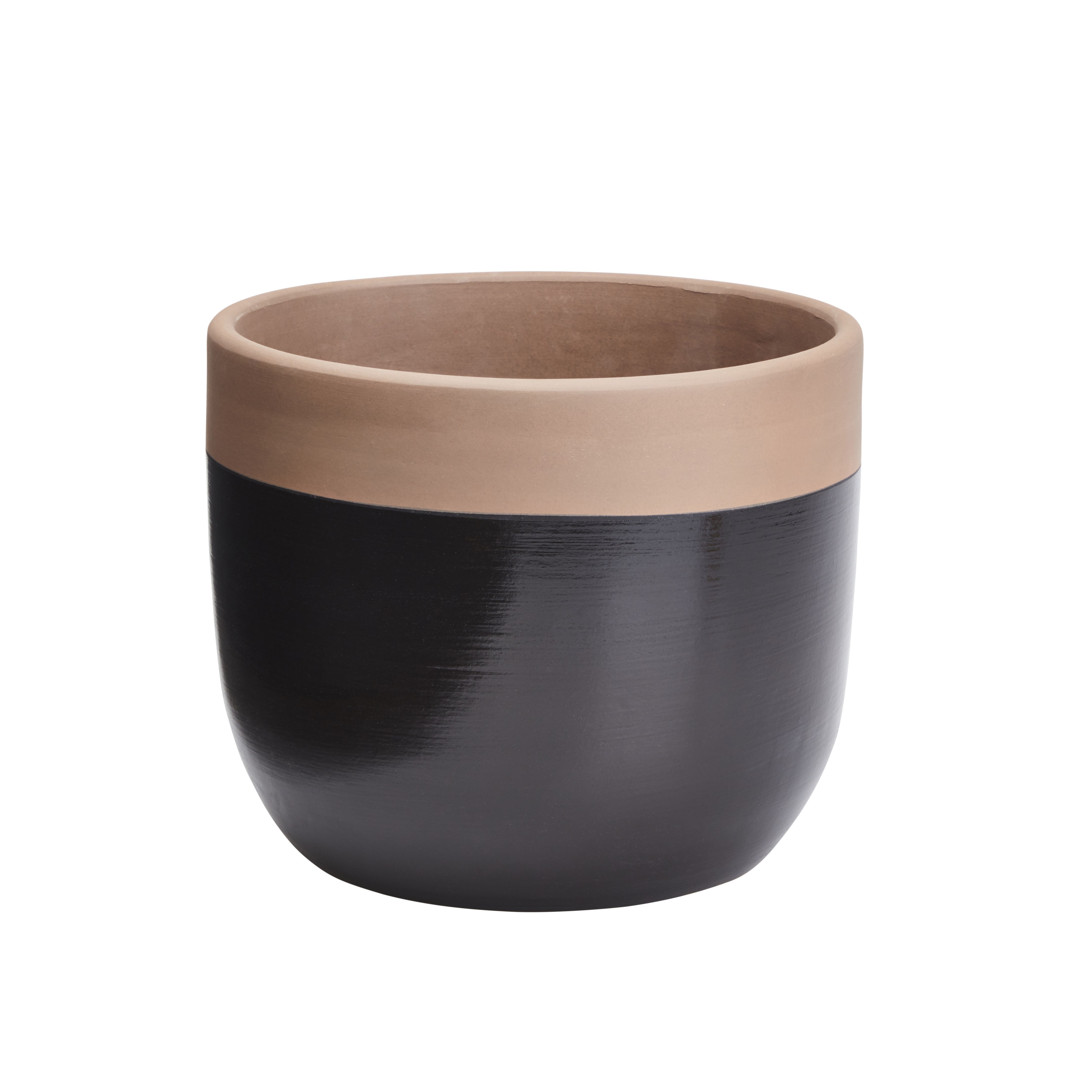 GoodHome Black Clay Dipped Round Plant Pot (Dia)20.2Cm Price Comparisons | Compare The Build