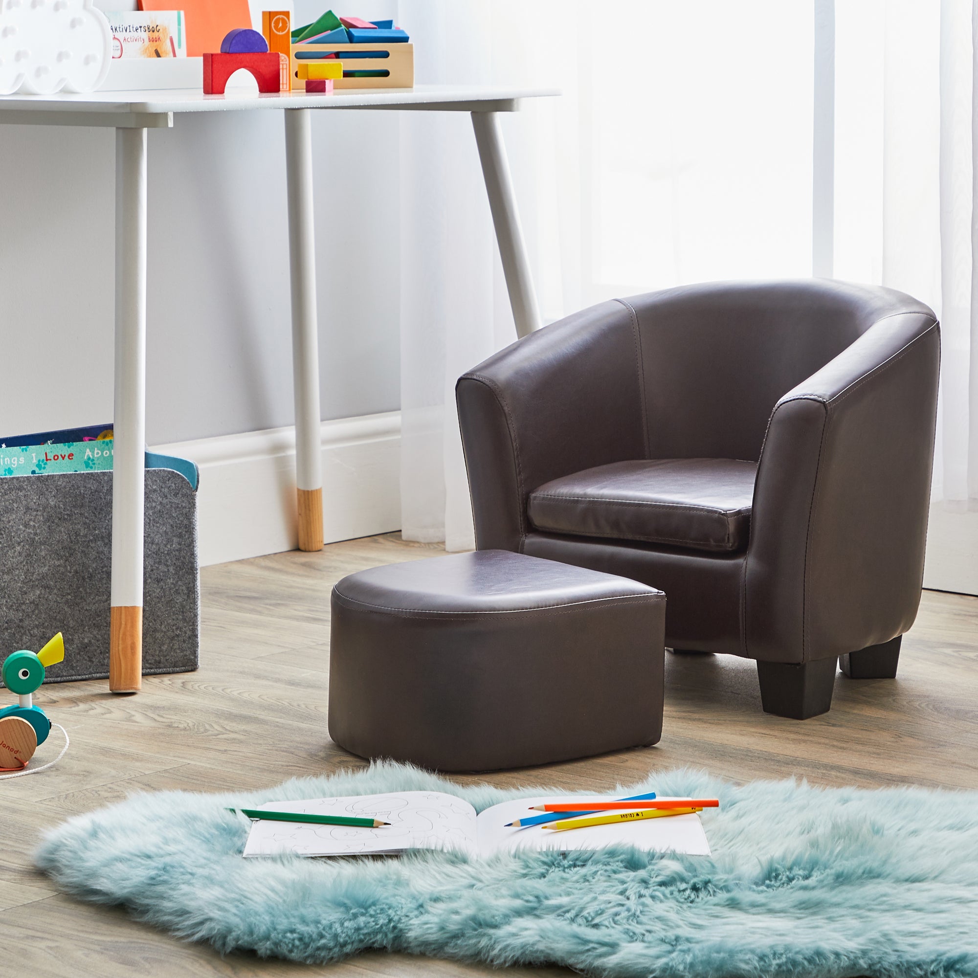Kid's Brown Tub Chair and Footstool Brown Price Comparisons | Compare The Build