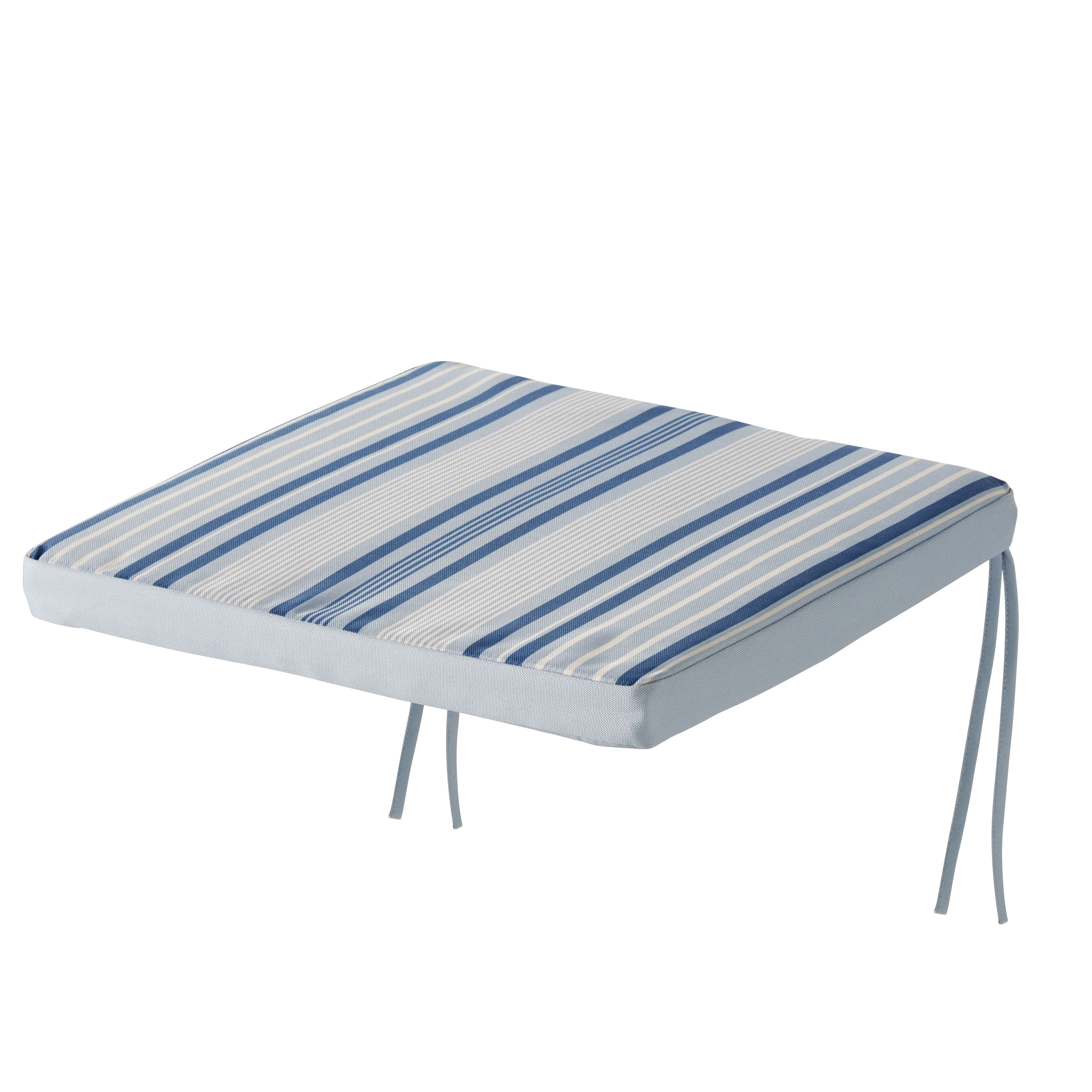 GoodHome Isla Blue Striped Seat Pad (L)40Cm X (W)40Cm | Compare The Build