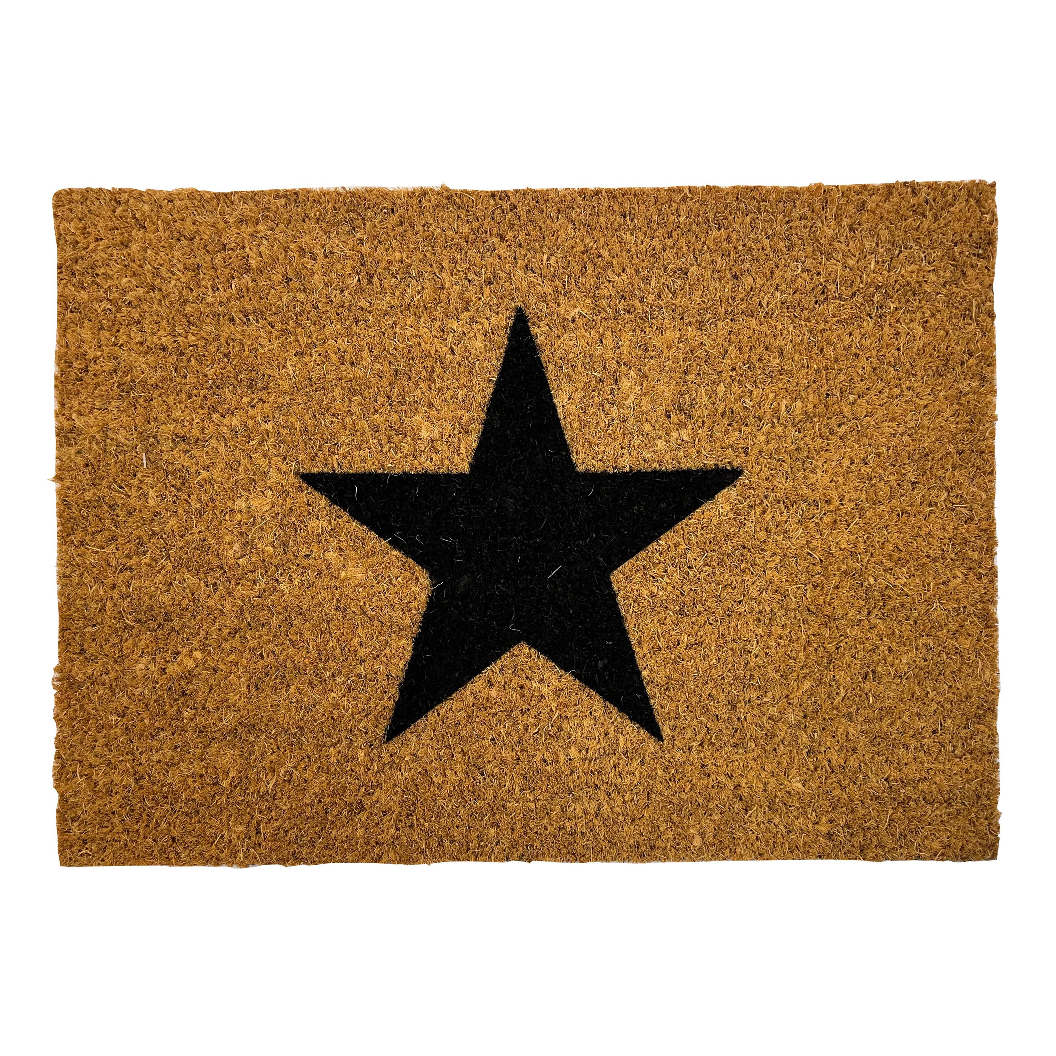 Primeur Black & Natural Star Door Mat, 57Cm X 40Cm Price Comparisons | Compare The Build