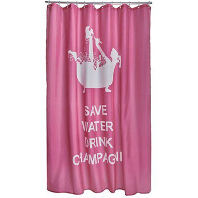 Pink Save Water Drink Champagne Shower Curtain (L)2000mm Price Comparisons | Compare The Build