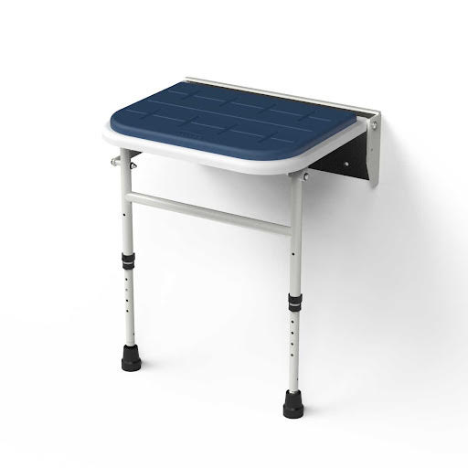 NymaCARE Premium Dark Blue Padded Wall Mounted Shower Seat with Legs - SB-080/DB Price Comparisons | Compare The Build