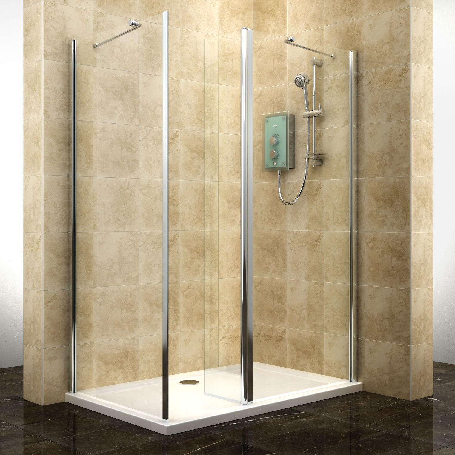 Cooke & Lewis Deluvio Rectangular Shower Enclosure With Pivot Splash Panel With Walk-In Entry (W)1200mm (D)800mm Price Comparisons | Compare The Build