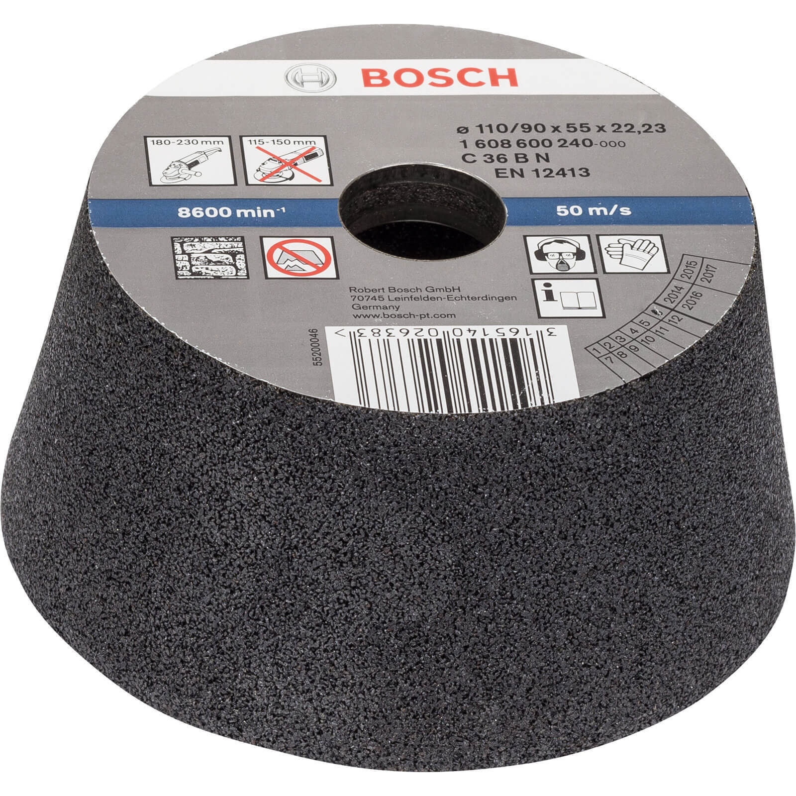 Bosch Conical Abrasive Cup Wheel For Stone 110mm 36g | Compare The Build