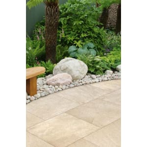 Marshalls Symphony Smooth Buff 595 x 595 x 20mm Porcelain Paving Slab - Pack of 64 | Compare The Build