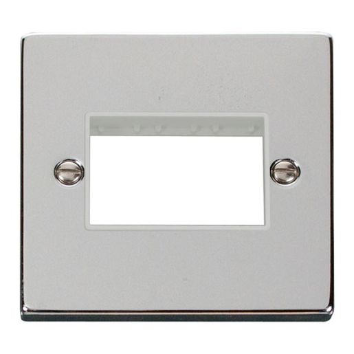 Click Scolmore Decorative 1 Gang Minigrid Unfurnished Plate 3 Apertures Polished Television Outlet Chrome White VPCH403WH Price Comparisons | Compare The Build