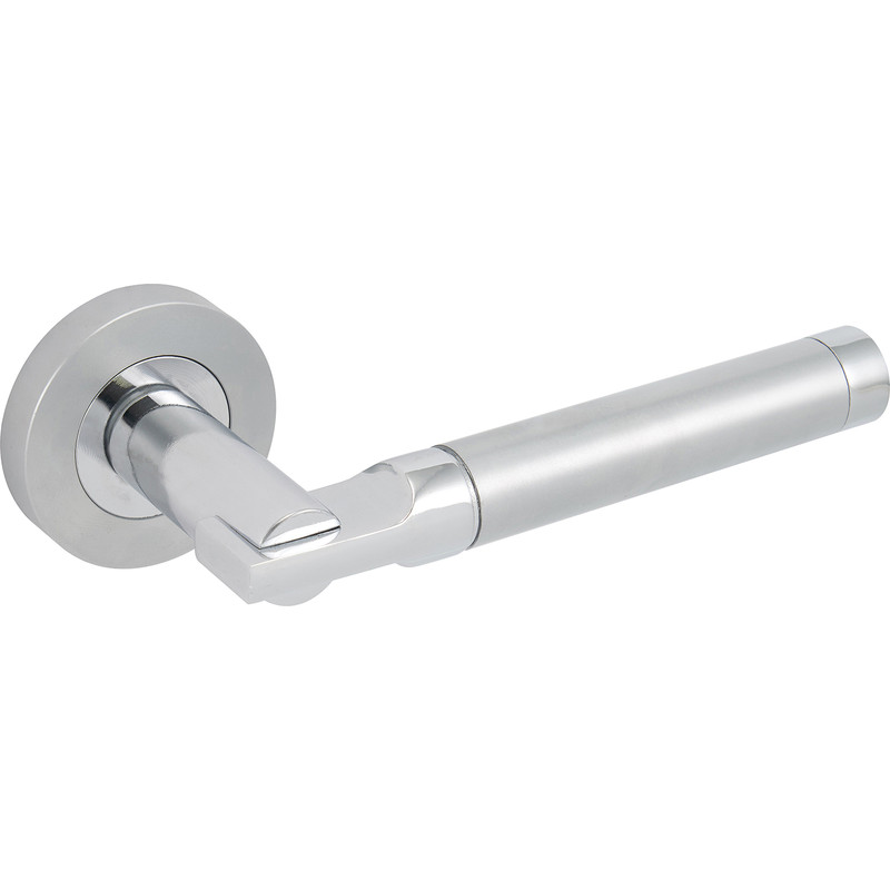 Eclipse Elettra Dual Finish Lever On Rose Door Handles 52 x 8mm (Pair) in Silver Chrome Price Comparisons | Compare The Build