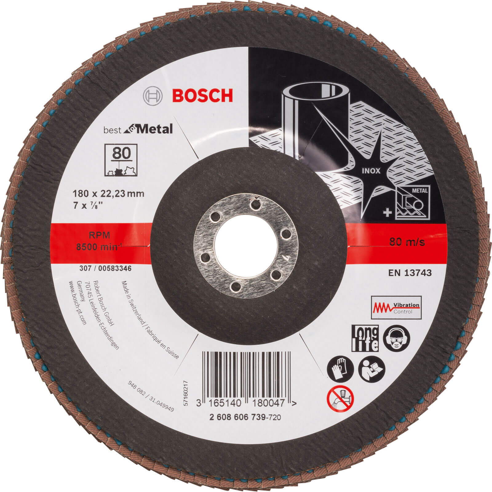 Bosch Zirconium Abrasive Flap Disc 180mm 80g | Compare The Build