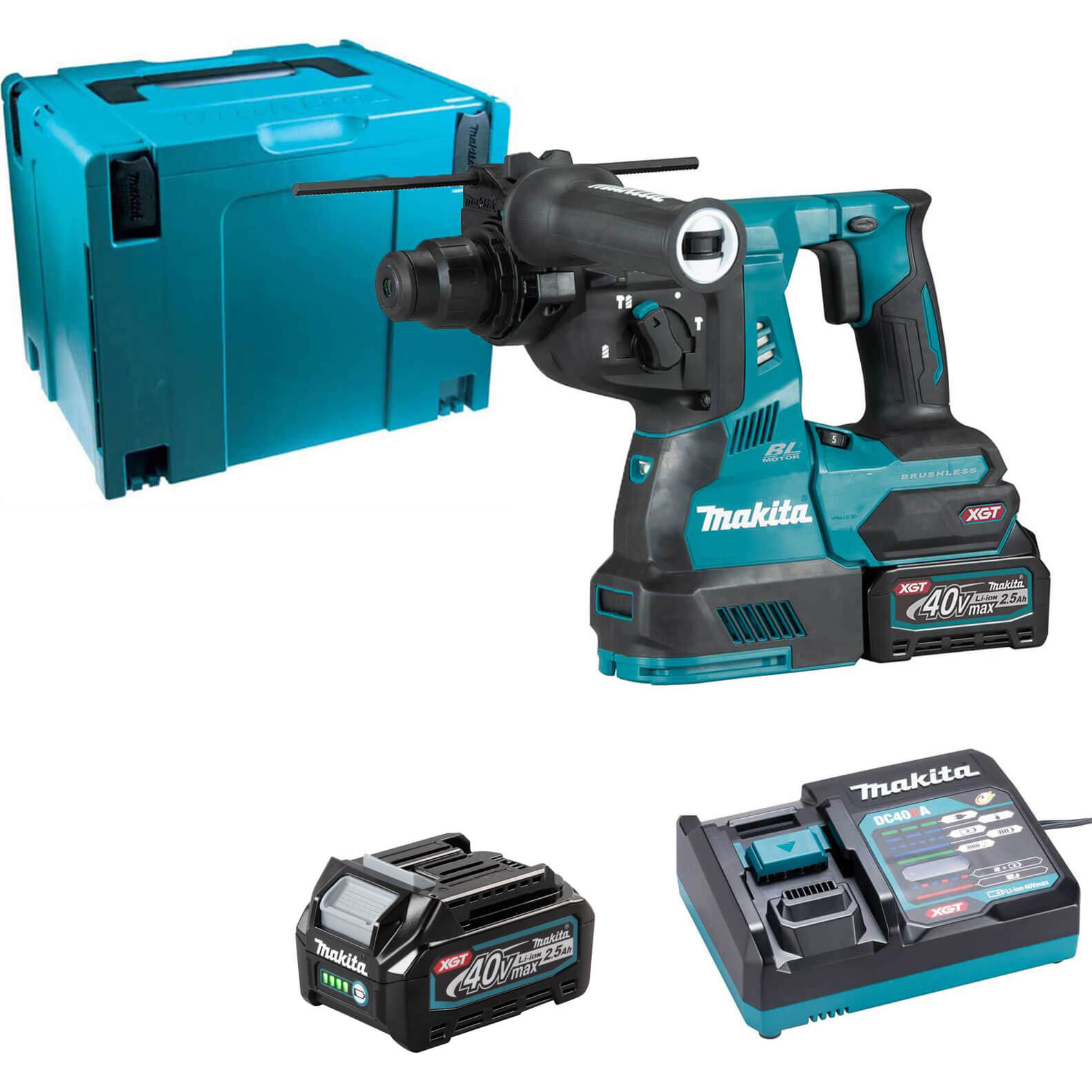 Makita HR003G 40v Max XGT Cordless Brushless SDS Plus Drill 2 x 2.5ah Li-ion Charger Case | Compare The Build