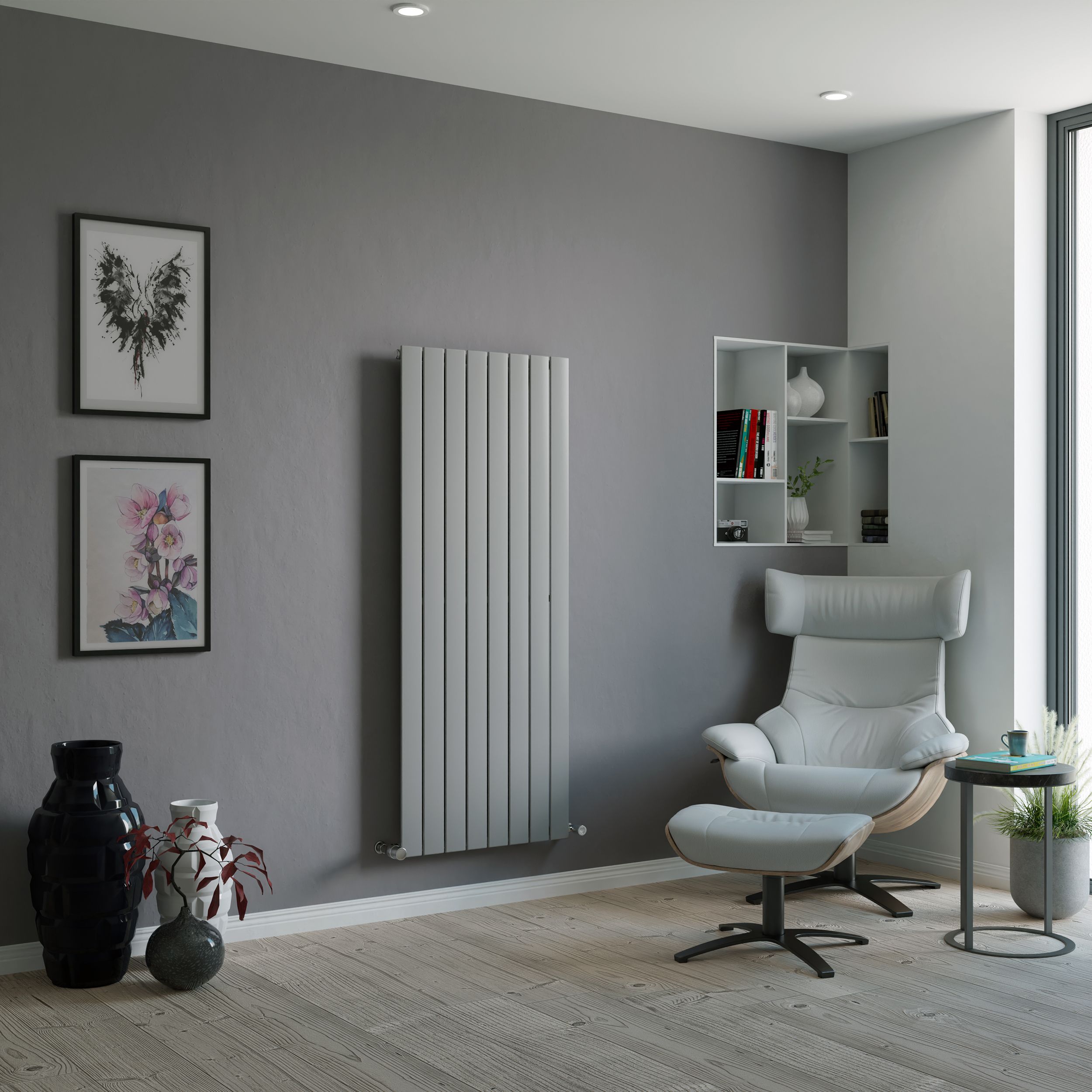 Ximax Vertirad Silver Effect Silver Effect Horizontal Or Vertical Designer Radiator, (W)595mm X (H)1500mm Price Comparisons | Compare The Build