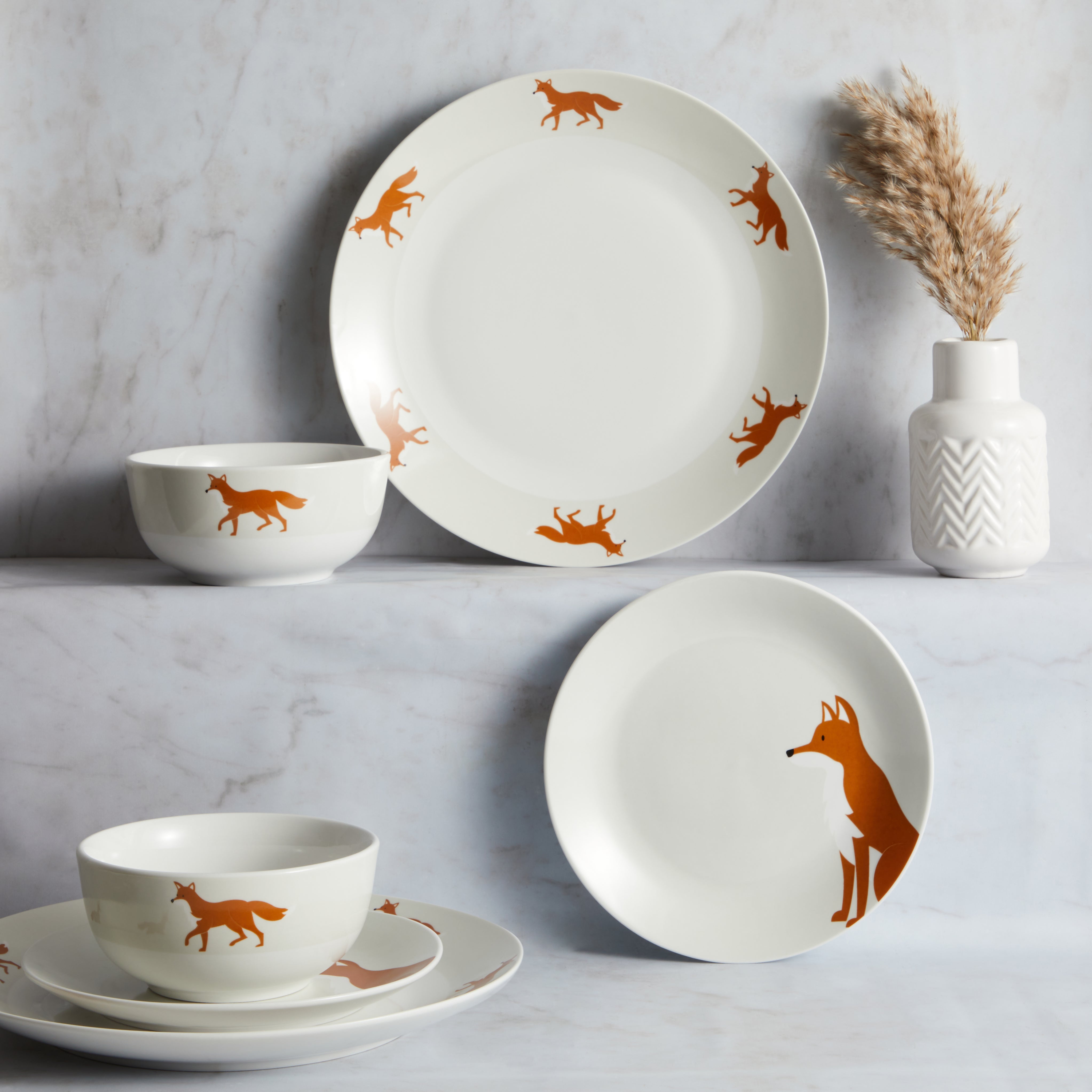 Fergus Fox 12 Piece Dinner Set MultiColoured Price Comparisons | Compare The Build