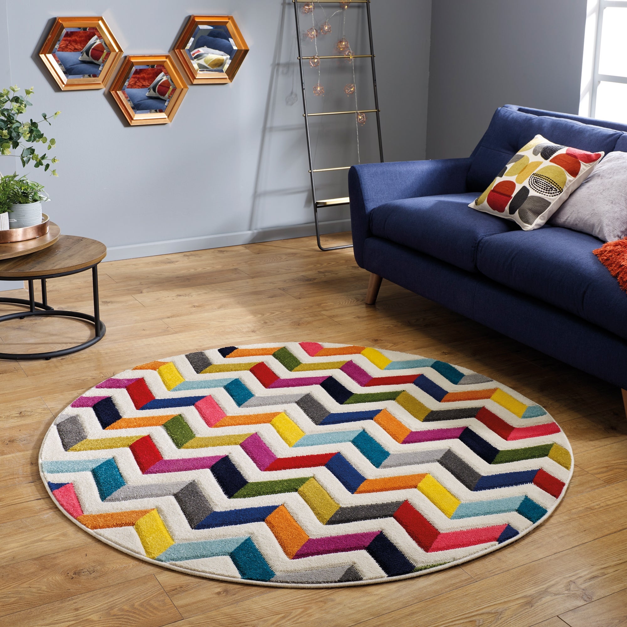 Bolero Circle Rug Blue, Yellow and Purple Price Comparisons | Compare The Build