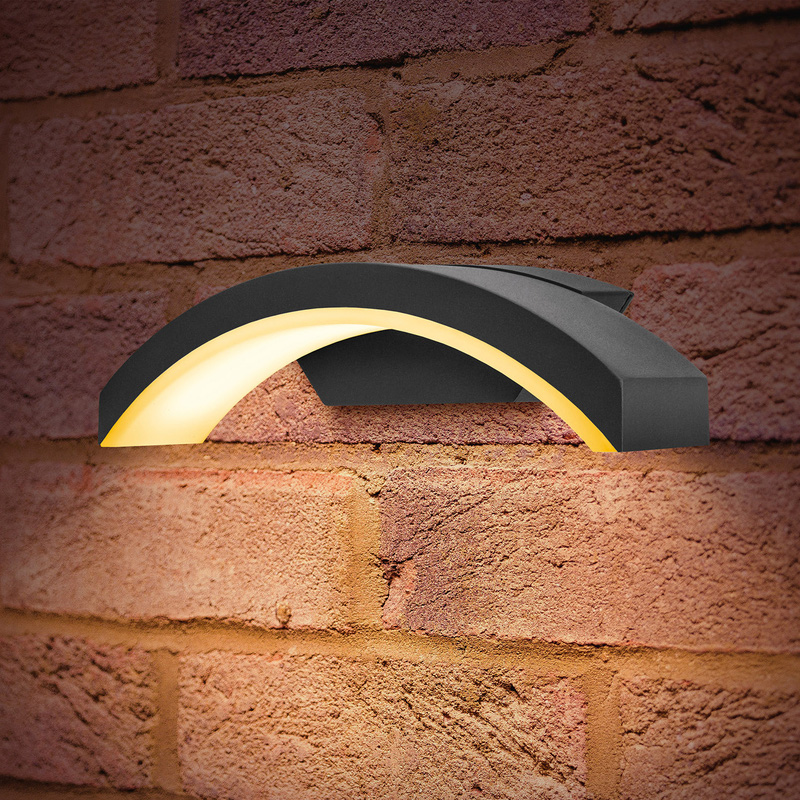 Integral LED Curve Wall Light IP54 7.5W 360lm 3000K Dark in Grey Aluminium | Compare The Build