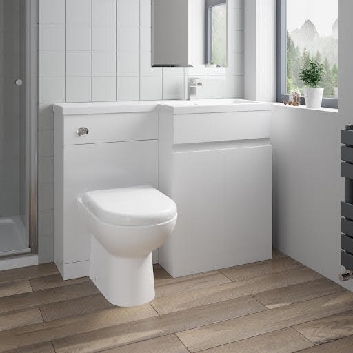 Artis Flat Pack Basin Vanity Unit & Toilet Combination - 1100mm Gloss White Right Hand Price Comparisons | Compare The Build