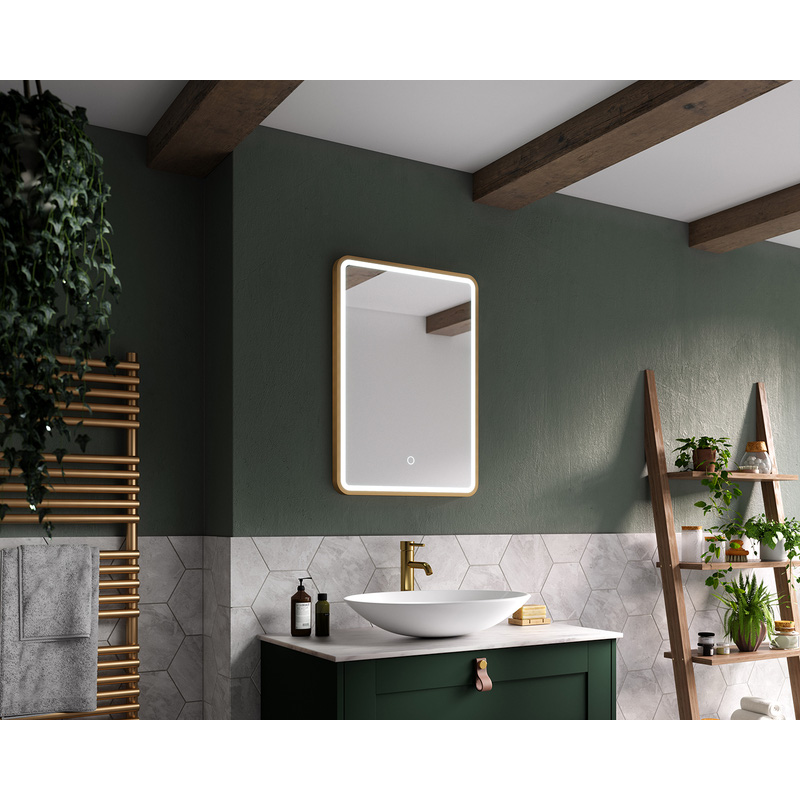 Sensio Frontier LED Bathroom Mirror CCT Brushed 700 x 500mm in Brass Mirrored Glass Price Comparisons | Compare The Build