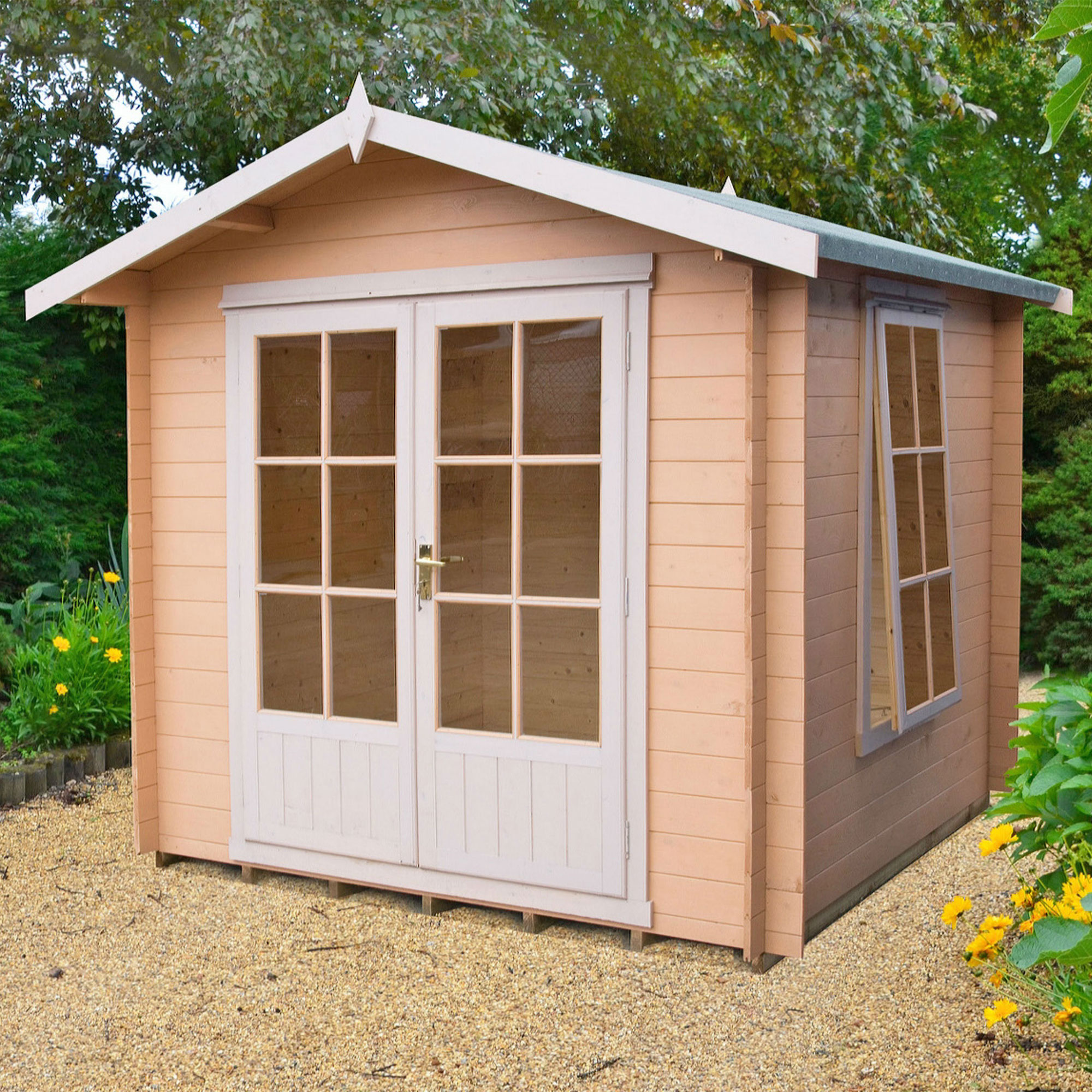 Shire Barnsdale 2.7m x 2.7m Wooden Log Cabin Summerhouse (19mm) Price Comparisons | Compare The Build