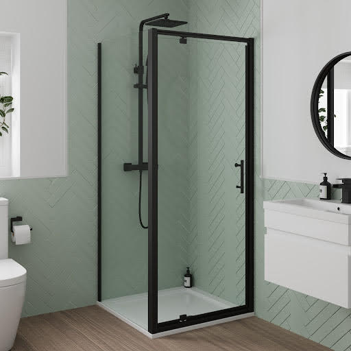 Luxura Pivot Shower Enclosure 800 x 800mm- 6mm Black Price Comparisons | Compare The Build