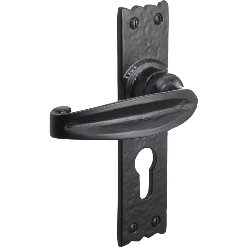 Old Hill Ironworks Charlbury Suite Door Handles 158mm x 38mm Euro Lock (Pair) in Black Cast Iron Price Comparisons | Compare The Build