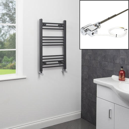 Dual Fuel Anthracite Heated Towel Rail 750 x 450mm - Flat Thermostatic Price Comparisons | Compare The Build