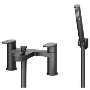 Beckington Double Lever Deck Mounted Bath Shower Mixer Tap - Matt Black Price Comparisons | Compare The Build