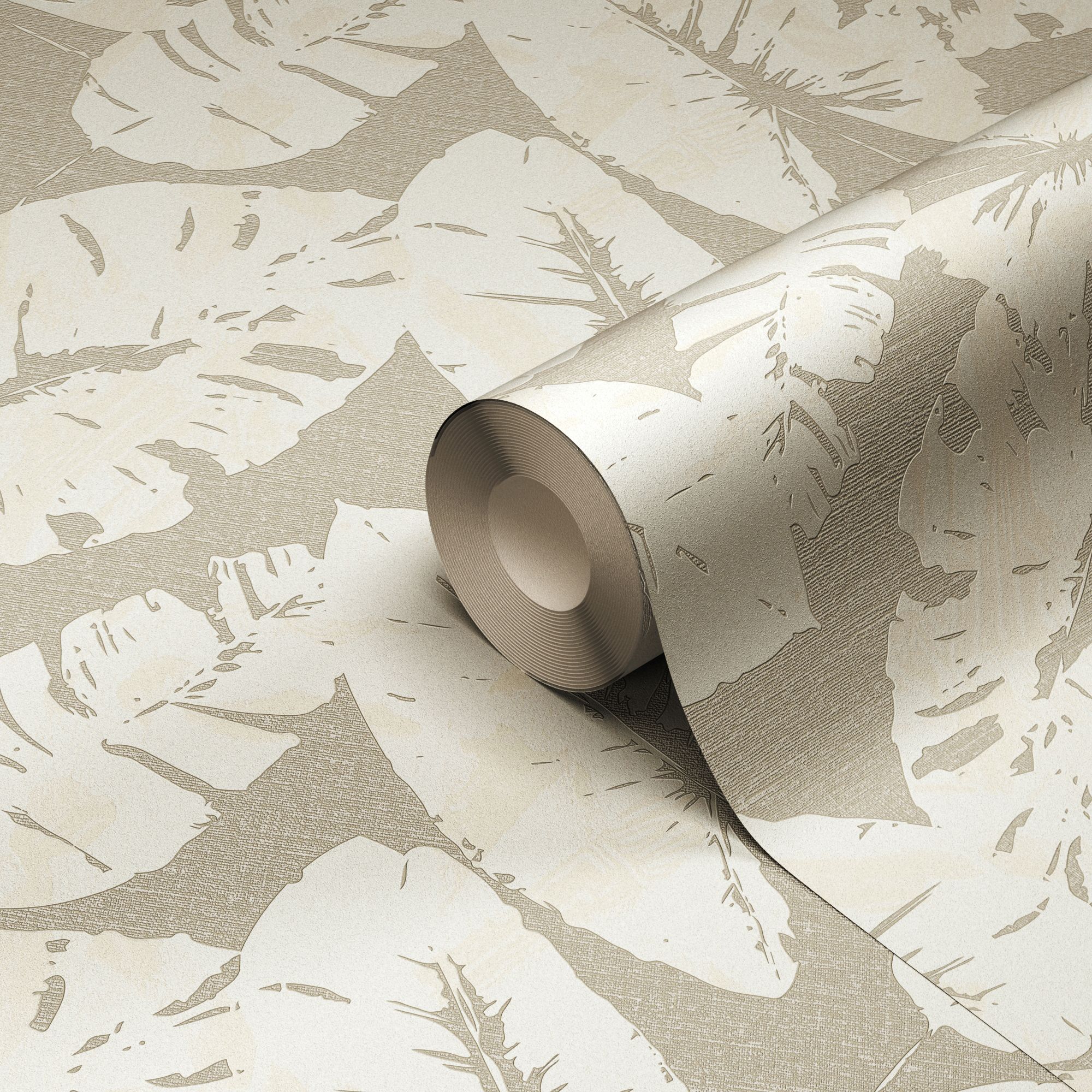 GoodHome Scolyme Cream Leaves Textured Wallpaper Price Comparisons | Compare The Build