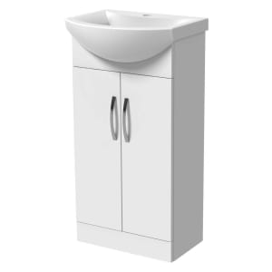 Wickes White Gloss Compact Vanity Unit & Basin - 880 X 450mm Price Comparisons | Compare The Build