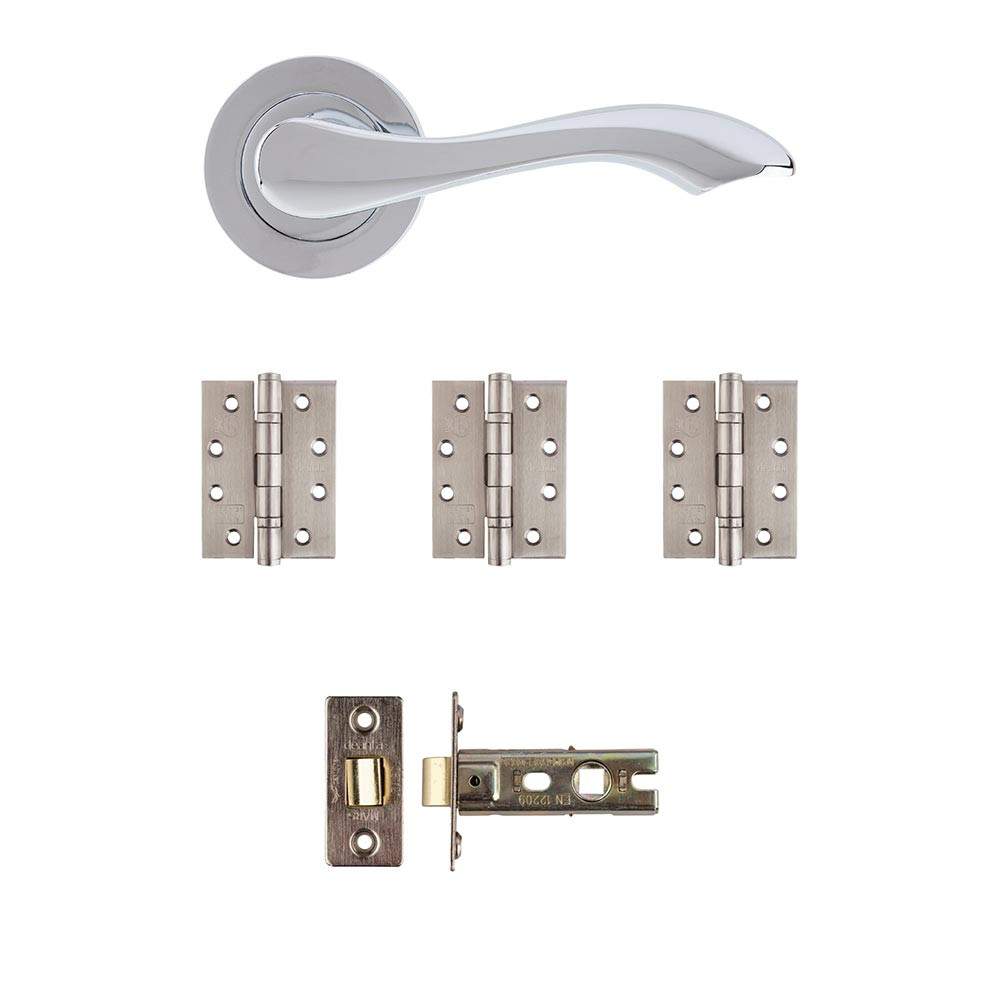 Deanta Veritas Polished Chrome Latch Door Handle Kit - 102mm x 76mm x 3mm Hinges VERLAK102 | Compare The Build