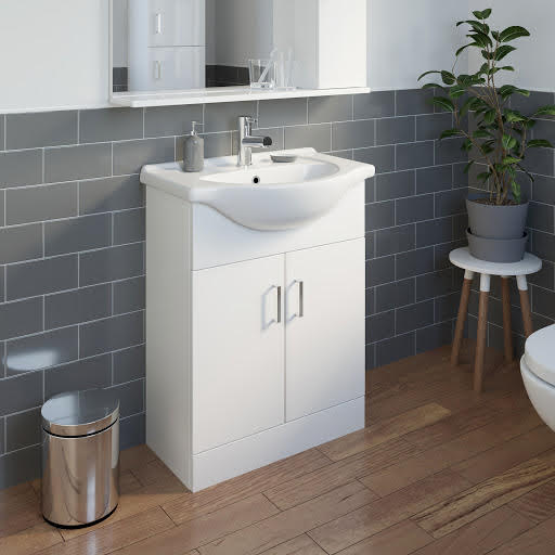 Alpine White Gloss Freestanding Vanity Unit 650mm Price Comparisons | Compare The Build