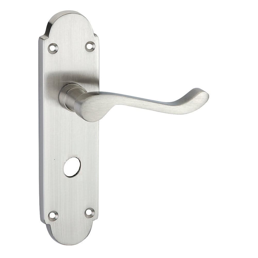 Brora Lever Bathroom Door Handle - Satin Nickel | Compare The Build