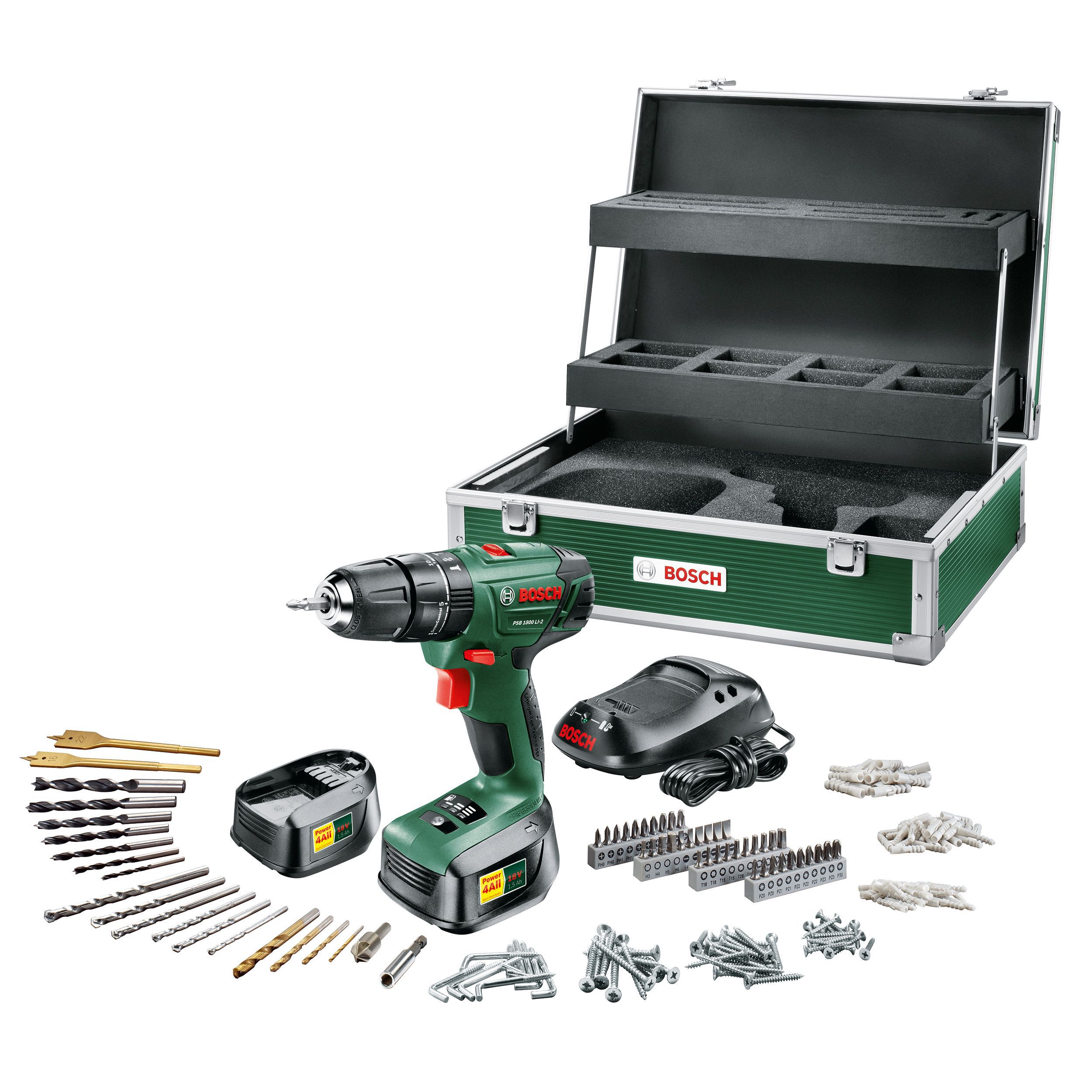 Bosch Cordless 18V 1.5Ah Li-Ion Hammer Drill 2 Batteries Psb1800Li-2 Price Comparisons | Compare The Build