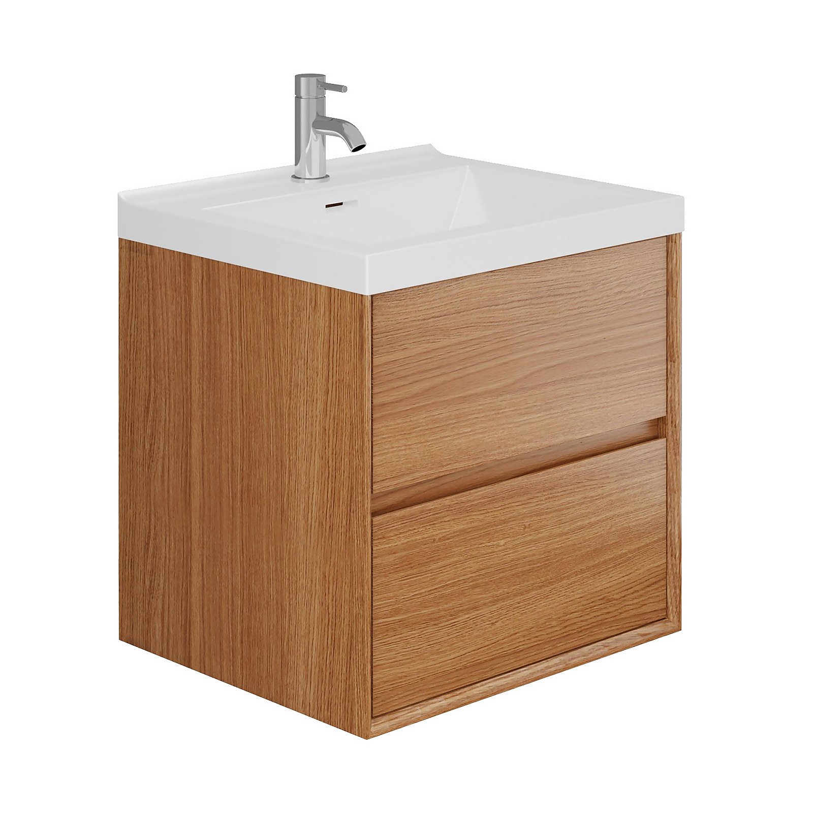 Madison 600mm Wall Hung 2 Drawer Vanity Unit and Basin - Wood Effect Price Comparisons | Compare The Build