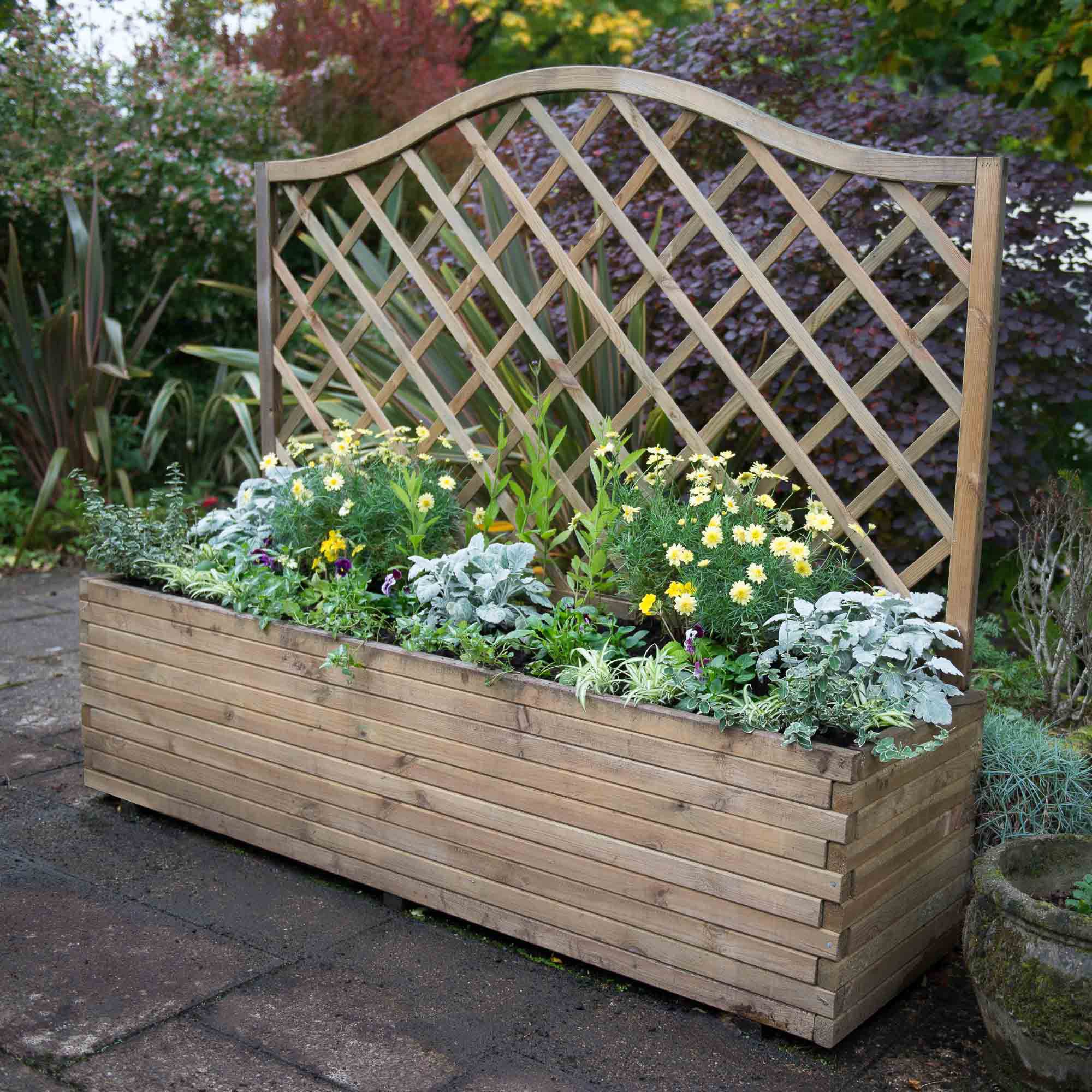 Forest Garden Venice Natural Timber Wooden Rectangular Planter 50Cm Price Comparisons | Compare The Build