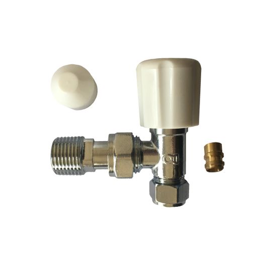 Plumbright 8 / 10 mm White Angled Rad Valve with Lockshield & Reducer Price Comparisons | Compare The Build