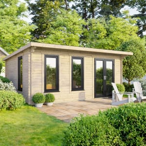 Power Sheds 18 x 12ft Right Hand Door Pent Notched Logs Log Cabin Price Comparisons | Compare The Build